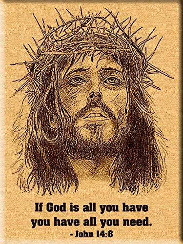 Christmas Engraved Jesus Photo Wooden Plaque