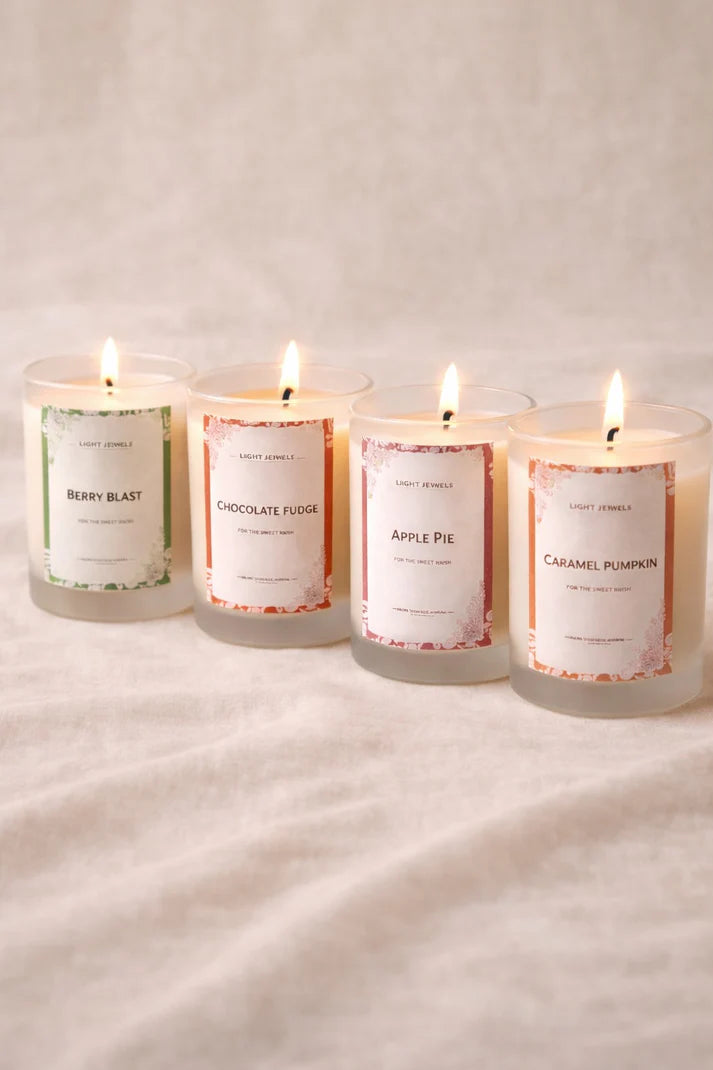 Set of 4 Scented Frosted Glass Soy  Candles