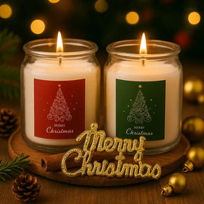 Set Of 2 Christmas Scented Jar Candles