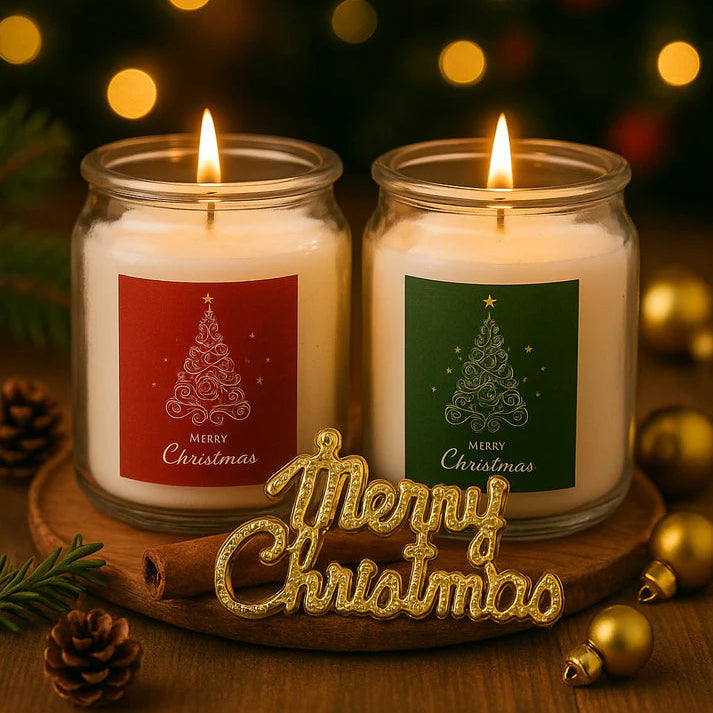 Set Of 2 Christmas Scented Jar Candles
