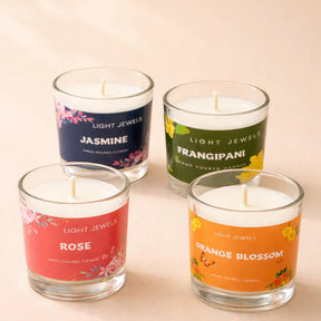 Gift Set Of 4 Floral Fragrance Candle Glass Votives