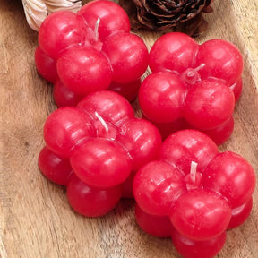 Set Of 4 Scented Small Red Cube /Bubble Candles