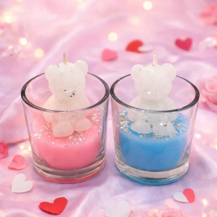 Set Of 2 Vanilla Scented Teddy Bear Valentine Candles