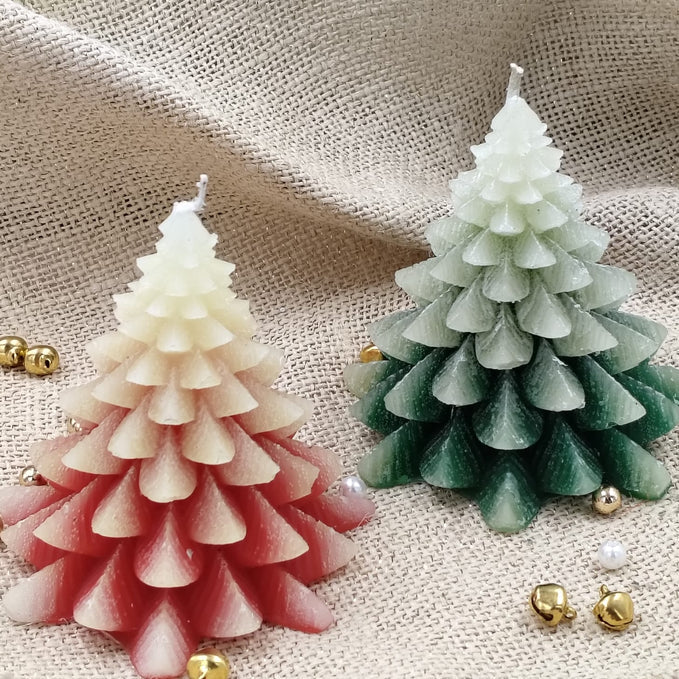 Set Of 2 Shaded Christmas Tree Candles