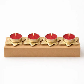 Set of 4 Metallic  Lotus Shape T lite Holders /Plates