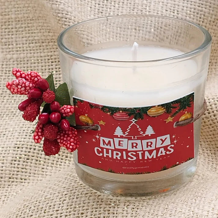 Set Of 2 Scented Christmas Glass Votive Candles
