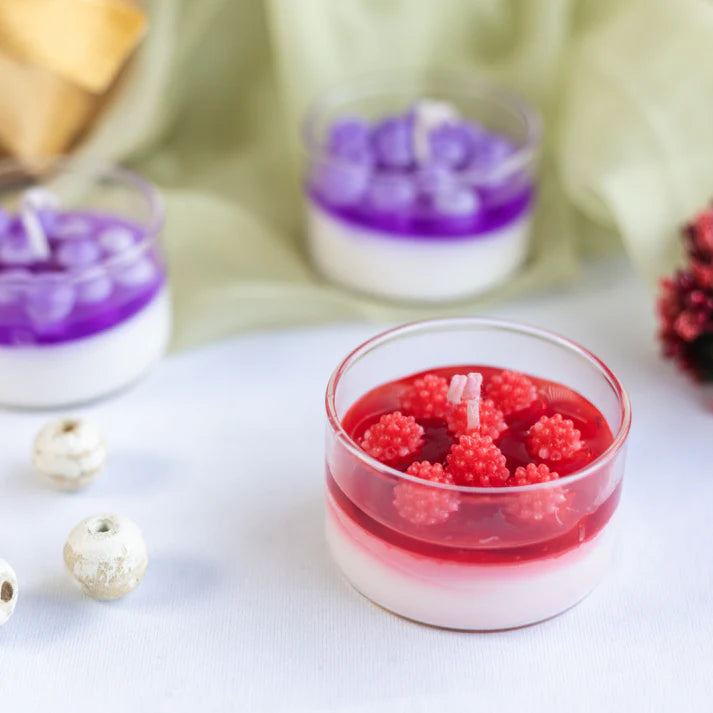 Set Of 1 Raspberry And 2 Blueberry Desert Candle