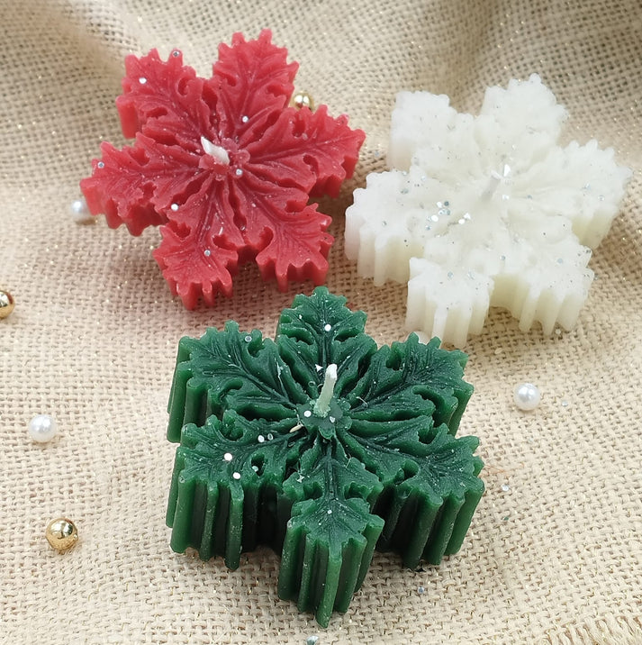 Set Of 3 Snowflakes Candles