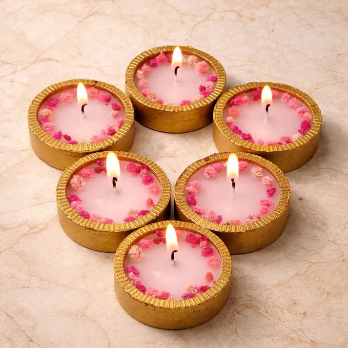 Set of 6 Golden Mitti Diyas Scented
