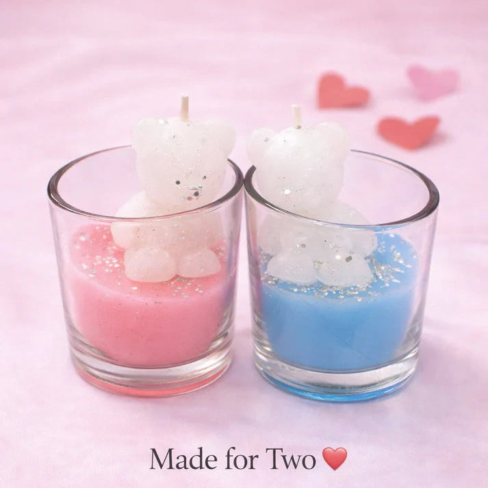 Set Of 2 Vanilla Scented Teddy Bear Valentine Candles