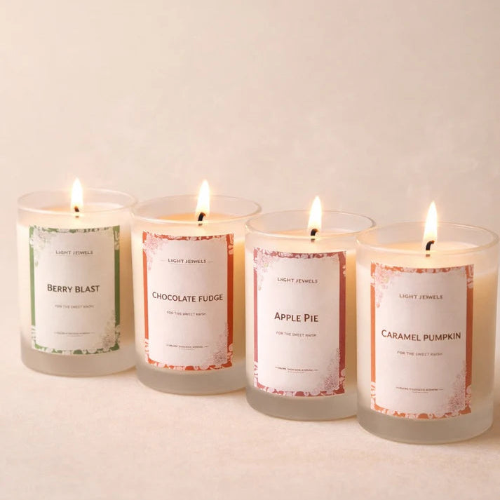 Set of 4 Scented Frosted Glass Soy  Candles