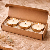 Set of 3 Floral Metalic Gold Bowl Scented Candles