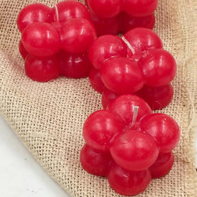 Set Of 4 Scented Small Red Cube /Bubble Candles