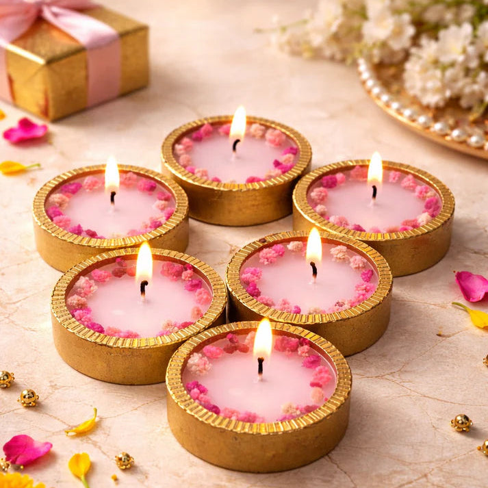 Set of 6 Golden Mitti Diyas Scented
