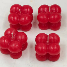 Set Of 4 Scented Small Red Cube /Bubble Candles