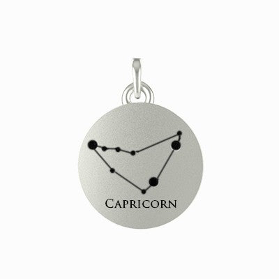 Capricorn Zodiac Sign Constellation Silver Pendant