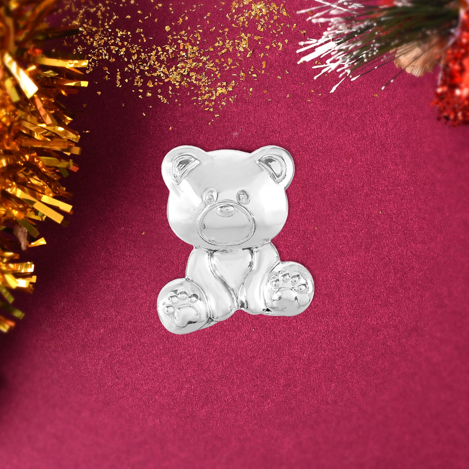 Valentines's Silver Teddy With Greeting Card