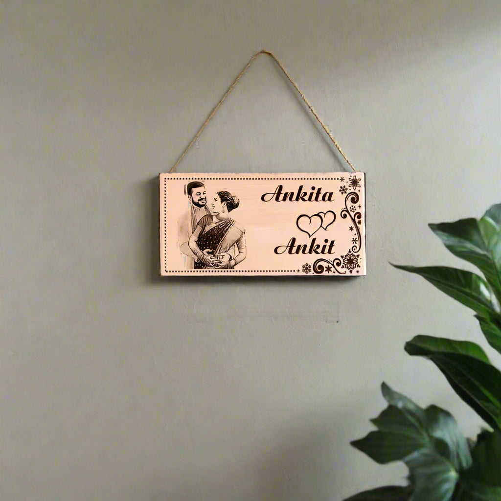 Beechwood Engraved Photo Door Name Plate
