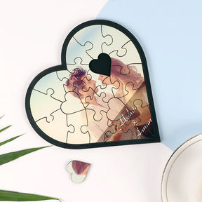 Personalised Heart Shape Wooden Photo Puzzle