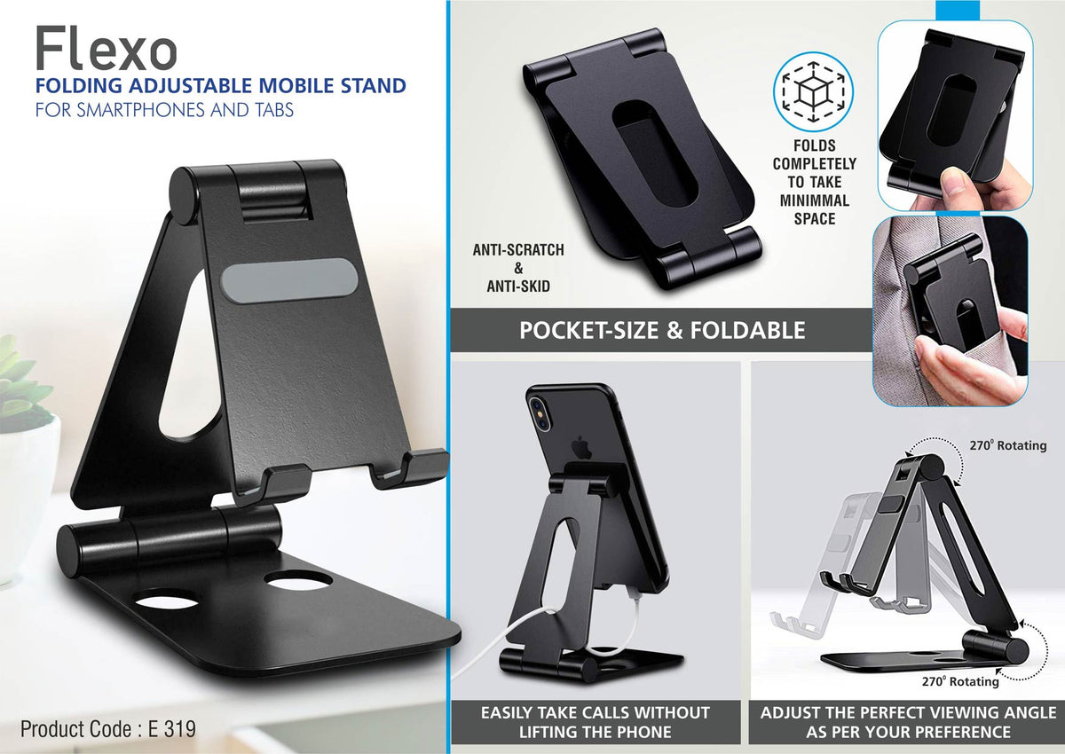 3-fold metal mobile & tablet stand, foldable space-saving design