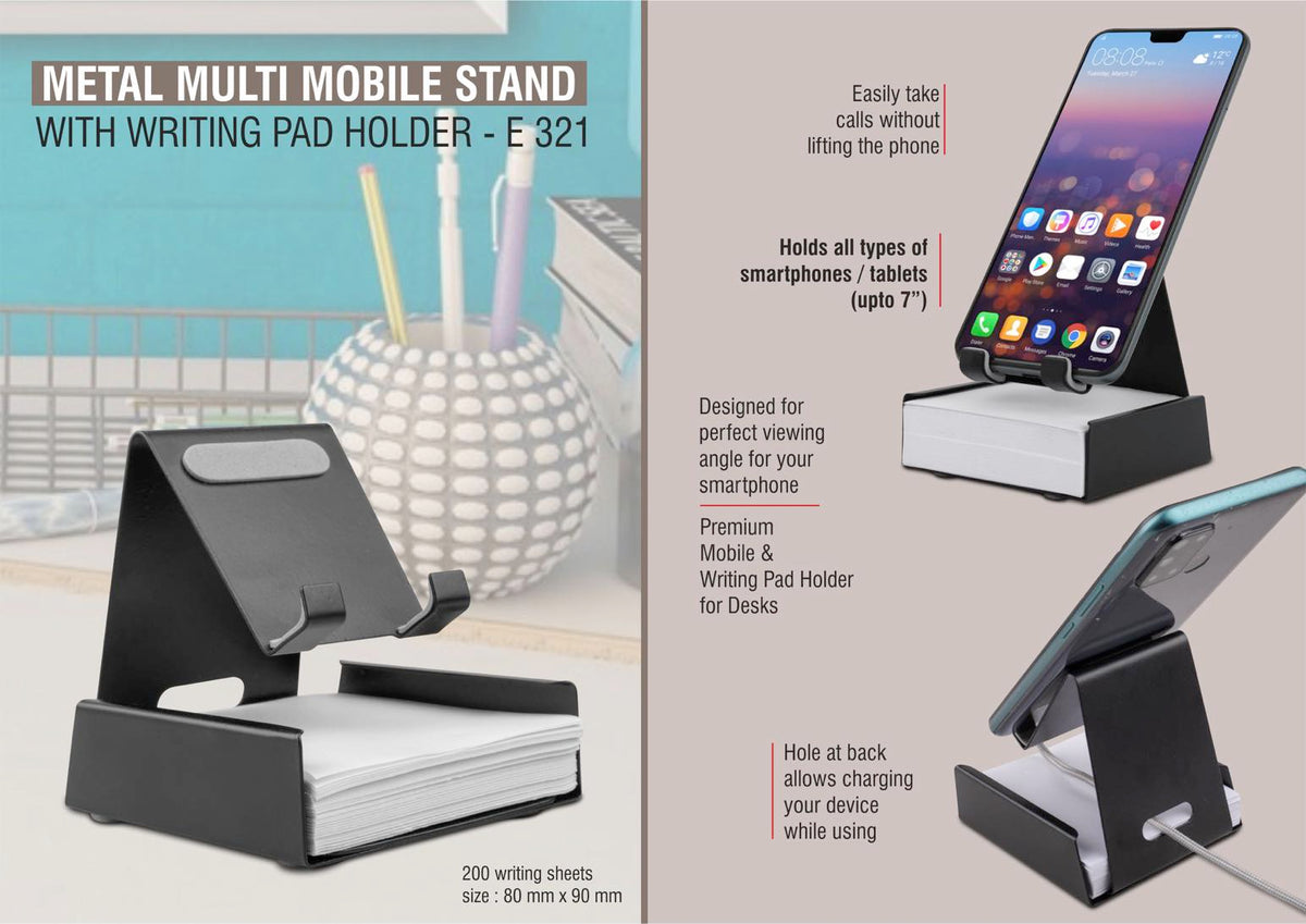 Metal mobile stand with writing pad holder, includes 200 sheets