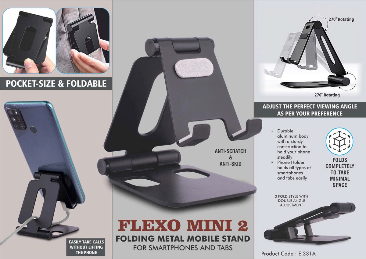 3-fold metal mobile & tablet stand, foldable with dual angle adjustment