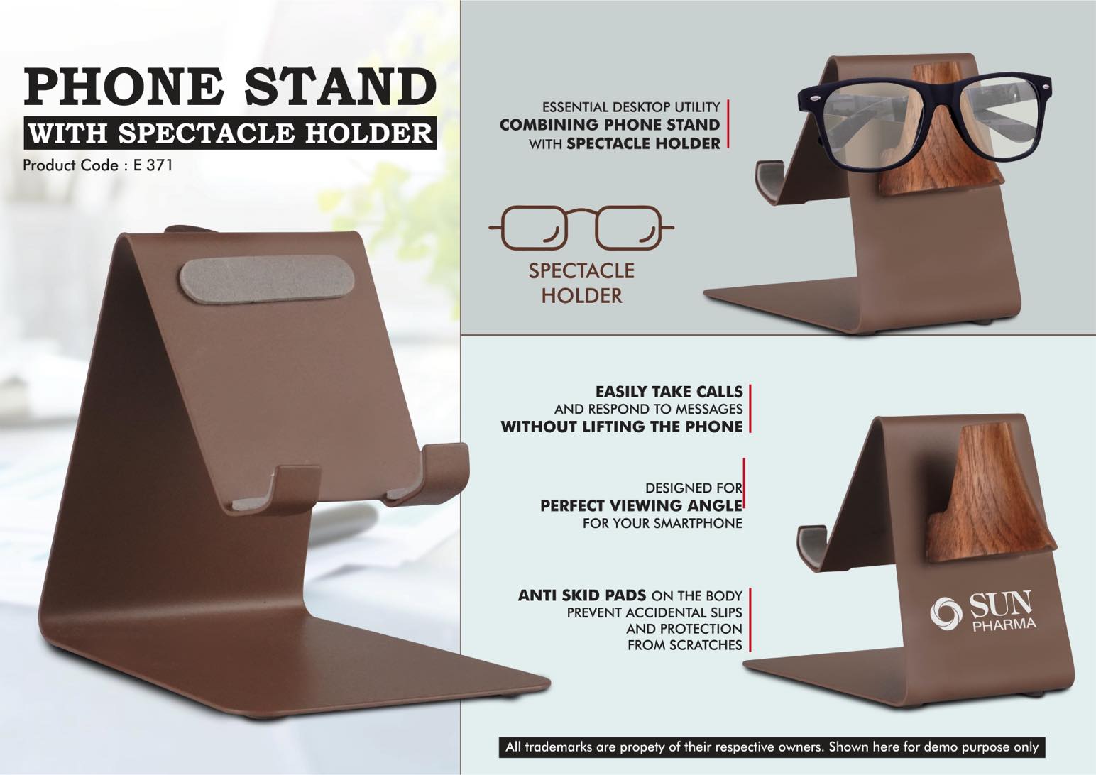 Metal mobile stand with spectacle holder for glasses & goggles