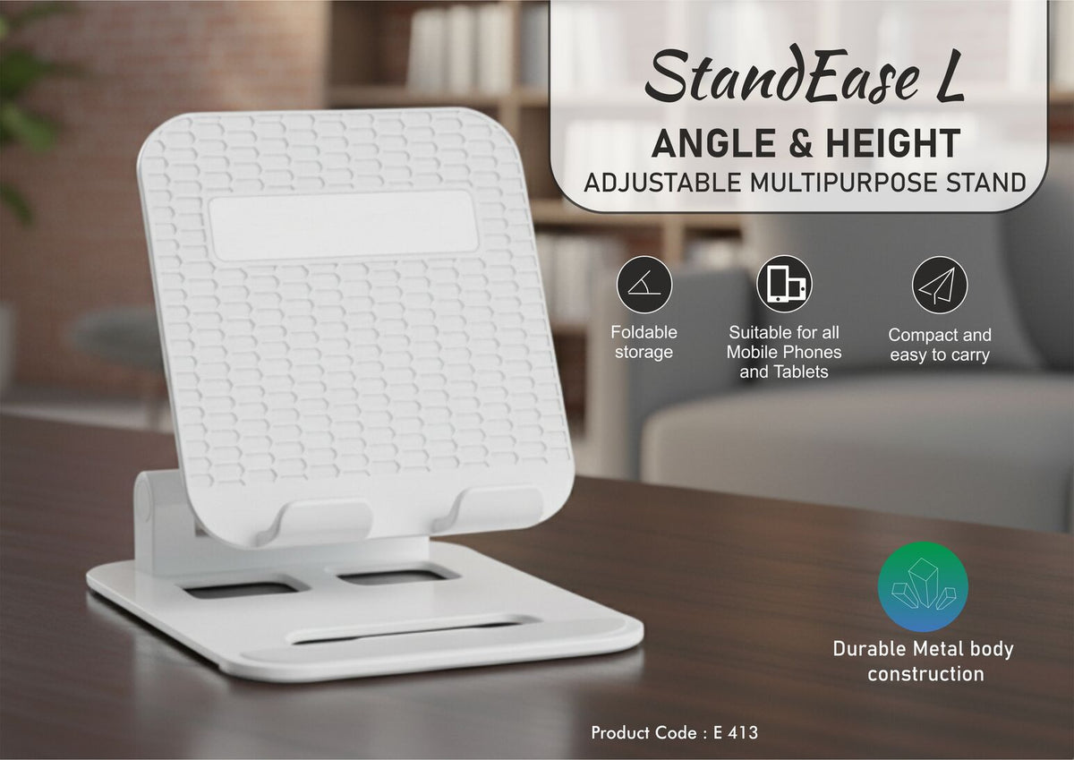 Foldable metal stand, height & angle adjustable with rotating base