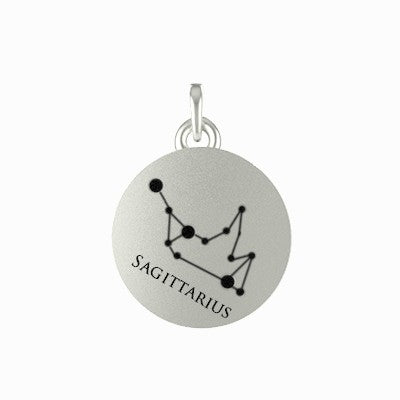 Sagittarius Zodiac Sign Constellation Silver Pendant