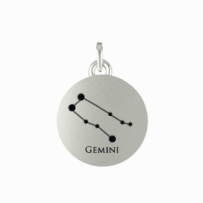 Gemini Zodiac Sign Constellation Silver Pendant