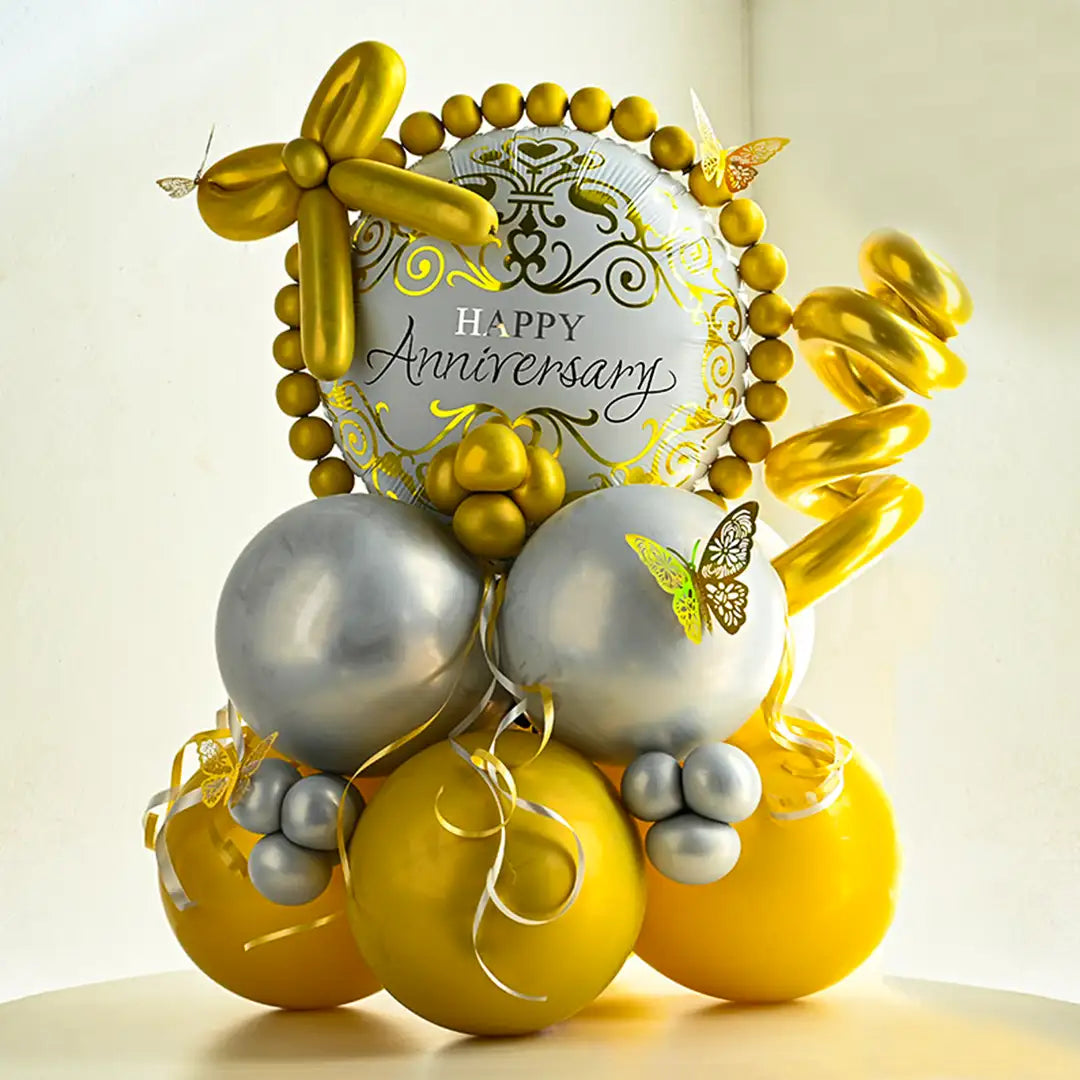 Golden N Silver Anniversary Balloon Arrangement