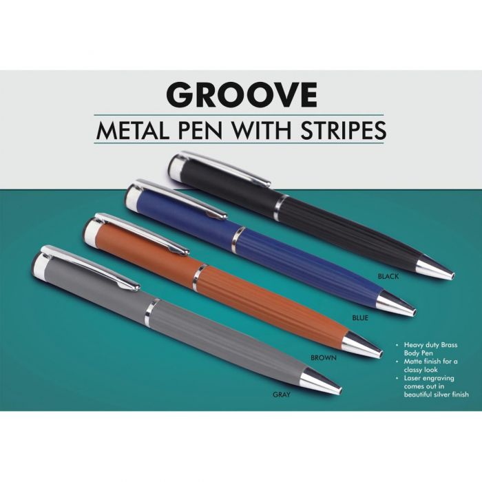 Groove Brass pen with stripes