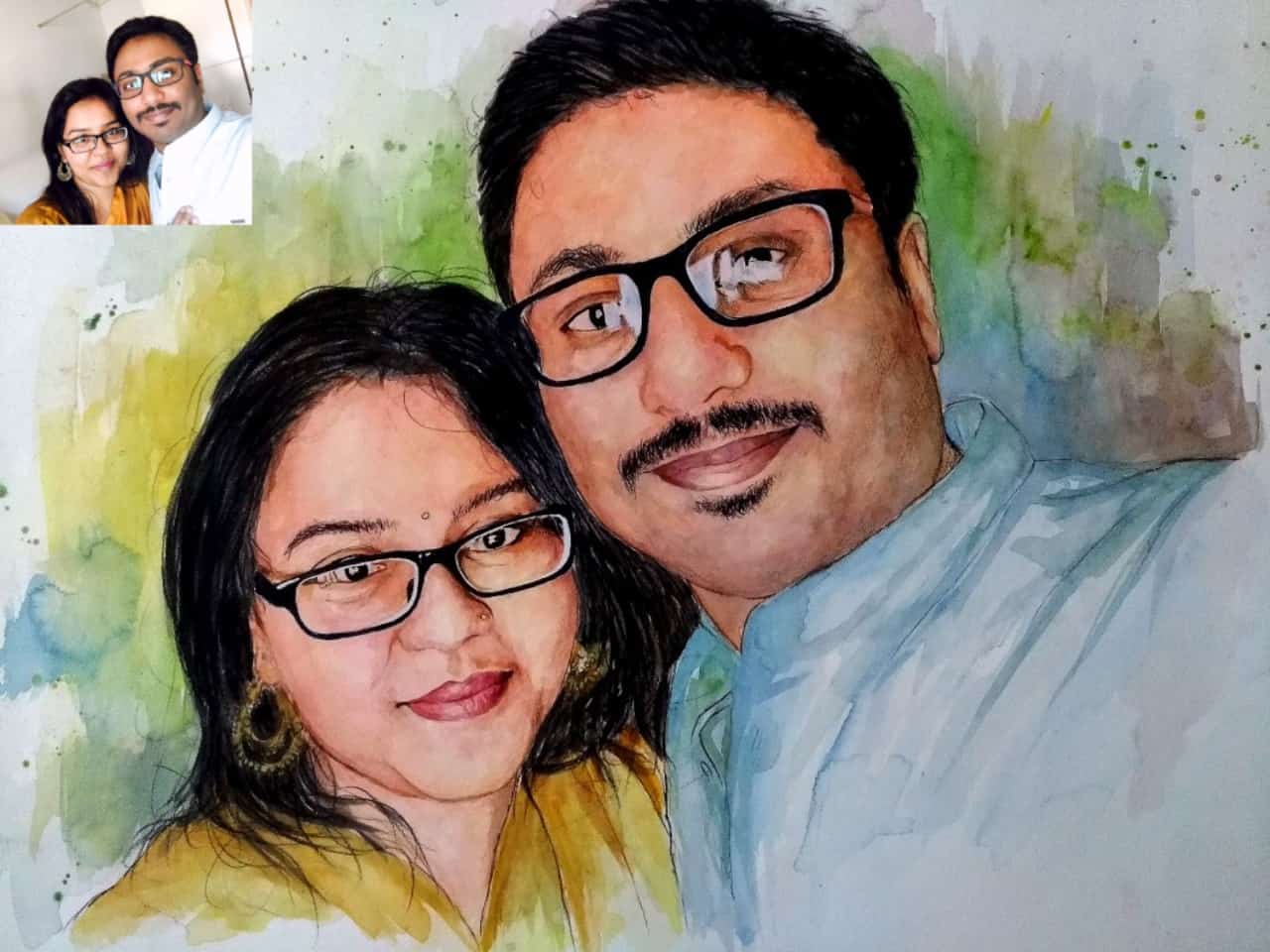 Handmade Custom Water Color Painting Family/Group Portrait