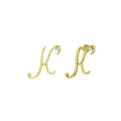 "K" Initial Stud Earring for Women