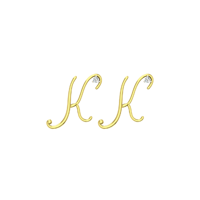 "K" Initial Stud Earring for Women