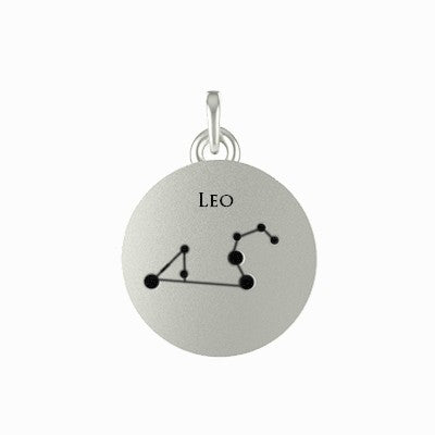 Leo Zodiac Sign Constellation Silver Pendant