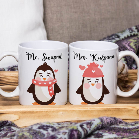 Personalized You Are My Penguin Couple Coffee Mug Set Of 2 For Valentine's Day