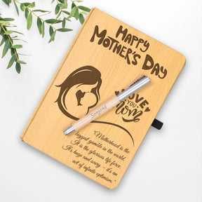 Personalized Handcrafted Gift For Mom Wood Diary with Wooden Pen