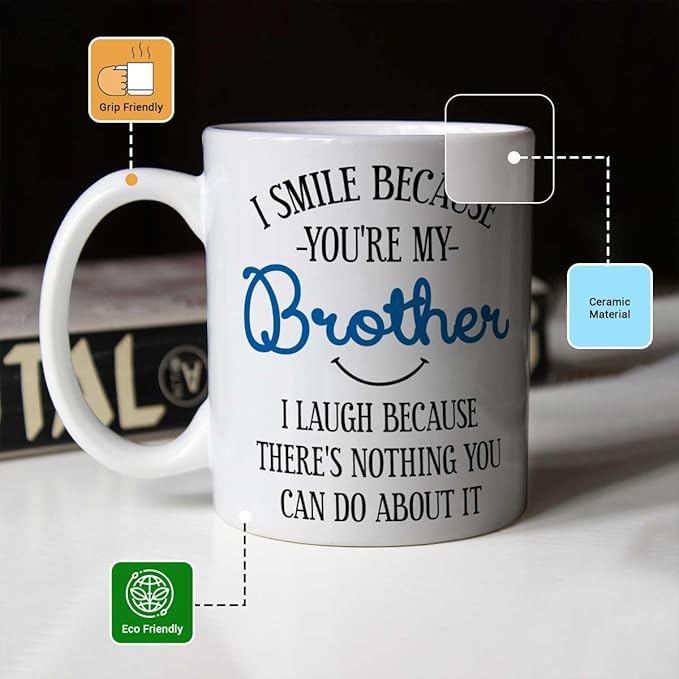 Smile Because You are My Brother Personalised Coffee Mug