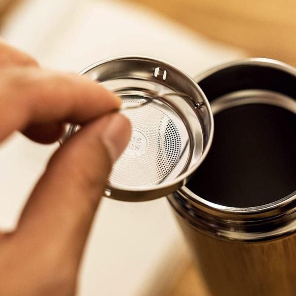 Stainless Steel Bamboo Vacuum Flask - 450 ML