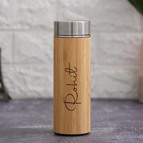 Stainless Steel Bamboo Vacuum Flask - 450 ML