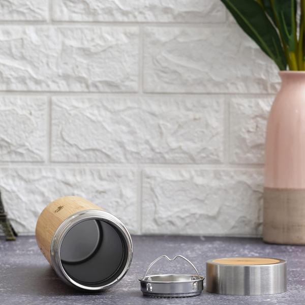 Stainless Steel Bamboo Vacuum Flask - 450 ML