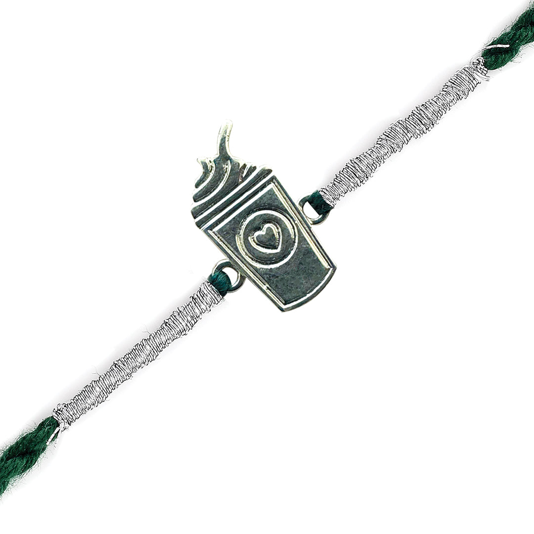 925 Sterling Silver Choco Shake Silver Rakhi