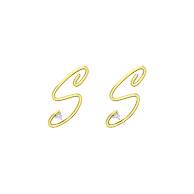 "S" Initial Stud Earring for Women