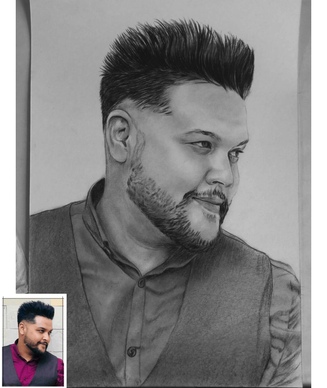 Handmade Custom Charcoal Sketch Portrait - Solo