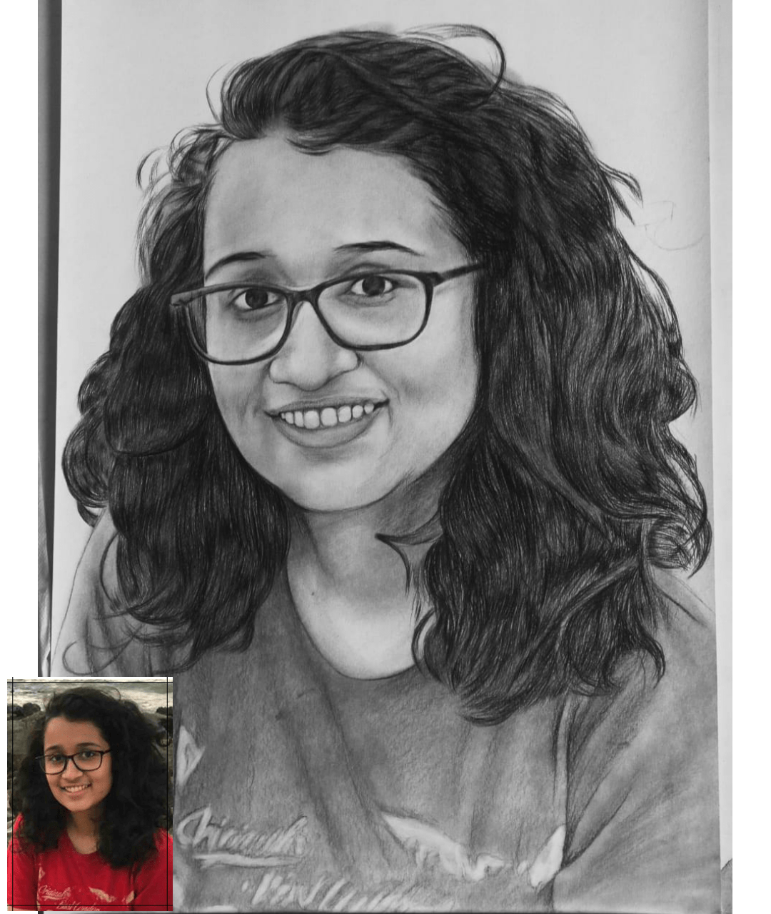 Handmade Custom Charcoal Sketch Portrait - Solo