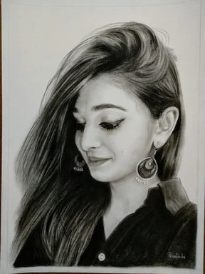 Handmade Custom Charcoal Sketch Portrait - Solo