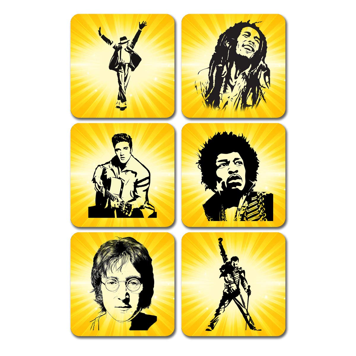 Top Music Artists of All Time Coasters Set of 6