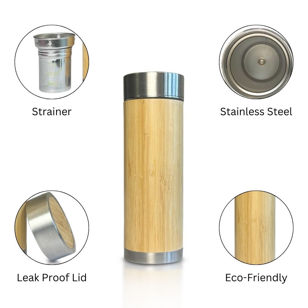 Bamboo bottle steel base 450 ml