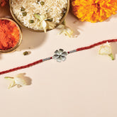 925 Sterling Silver Textured Silver Flower Rakhi
